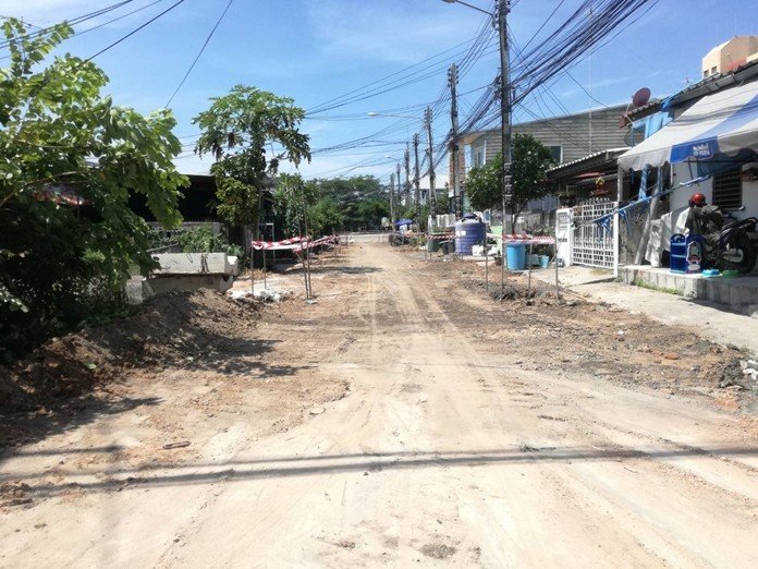 Pattaya contractors are in the final stages of laying 11 new drainage pipes under the area.